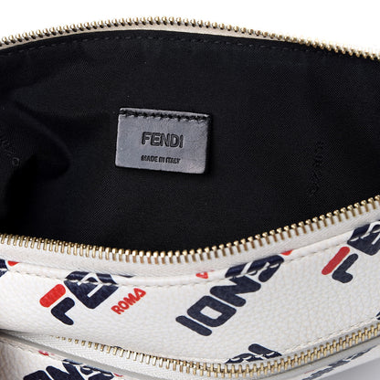 Fendi X FILA Vitello Mania Large Pyramid Cosmetic Case White Blueberry 6 of 8