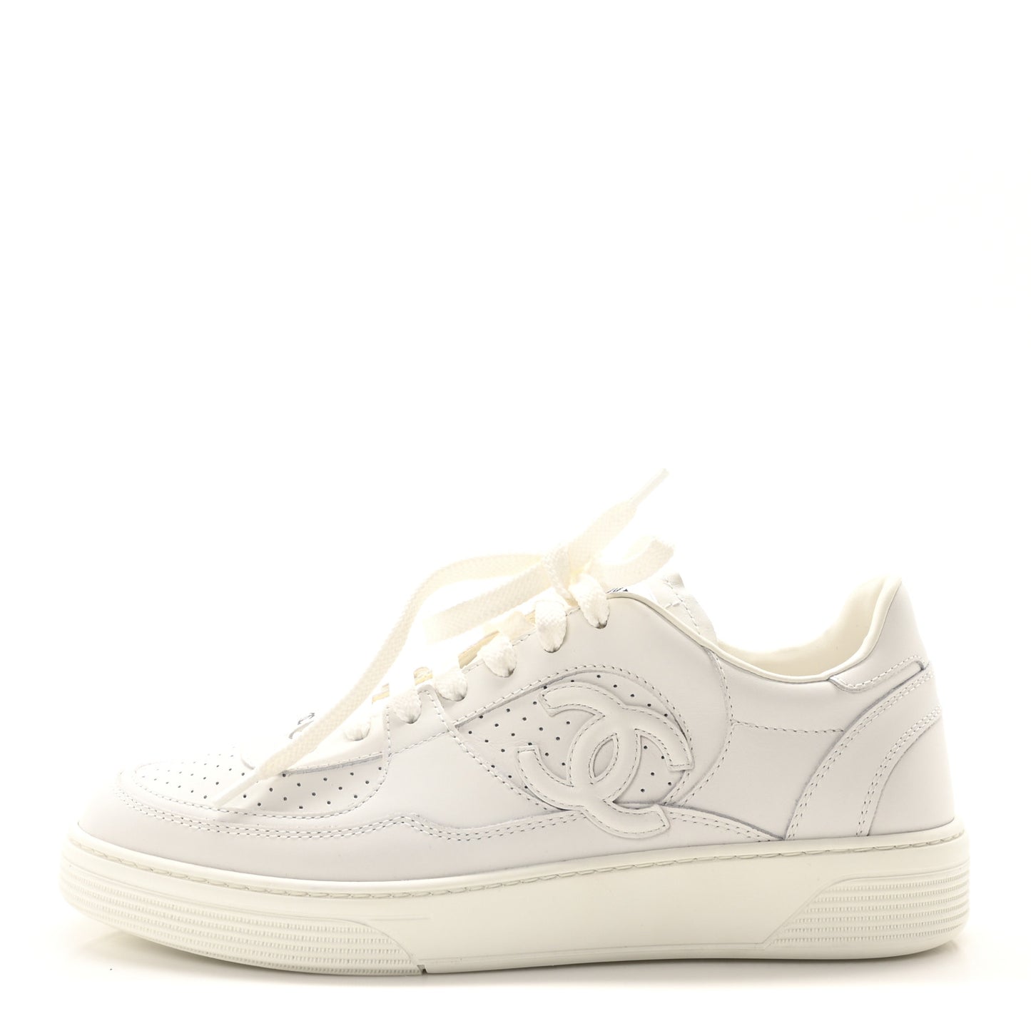 Calfskin Womens CC Sneakers 39.5 White
