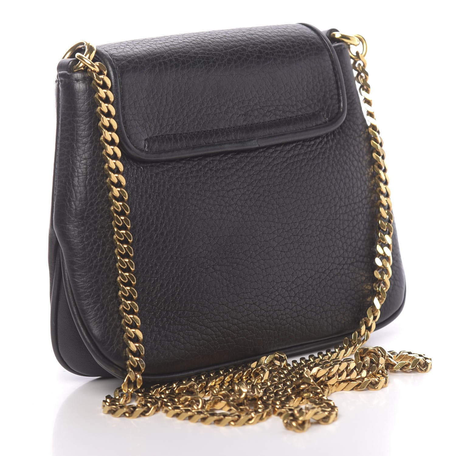 Gucci Pebbled Calfskin Small 1973 Chain Shoulder Bag Black 3 of 11
