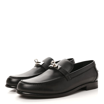 Hermes Calfskin Womens Destin Loafers 37 Black 3 of 9
