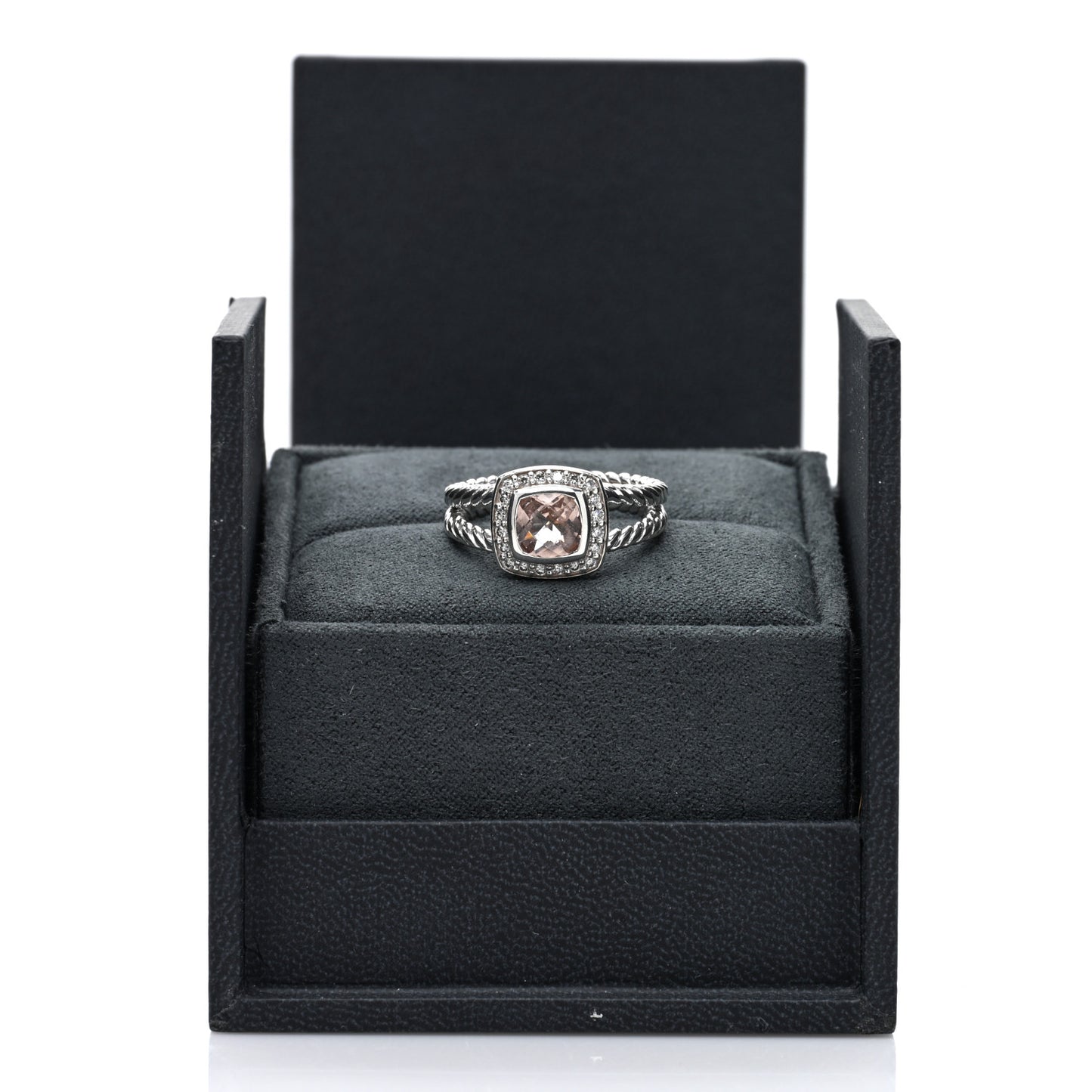 Sterling Silver Diamond Morganite 7mm Petite Albion Ring 58 8.25