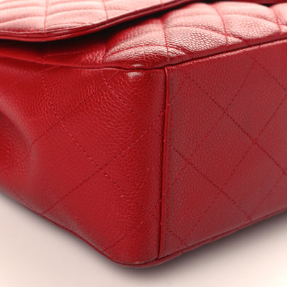 Chanel Caviar Quilted Maxi Single Flap Red 8 of 10