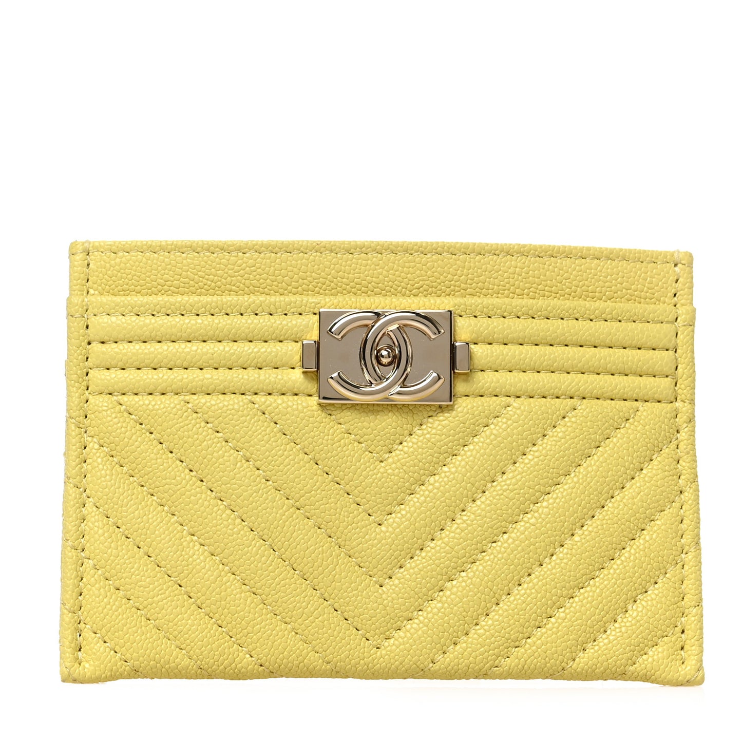 Caviar Chevron Quilted Boy Card Holder Yellow