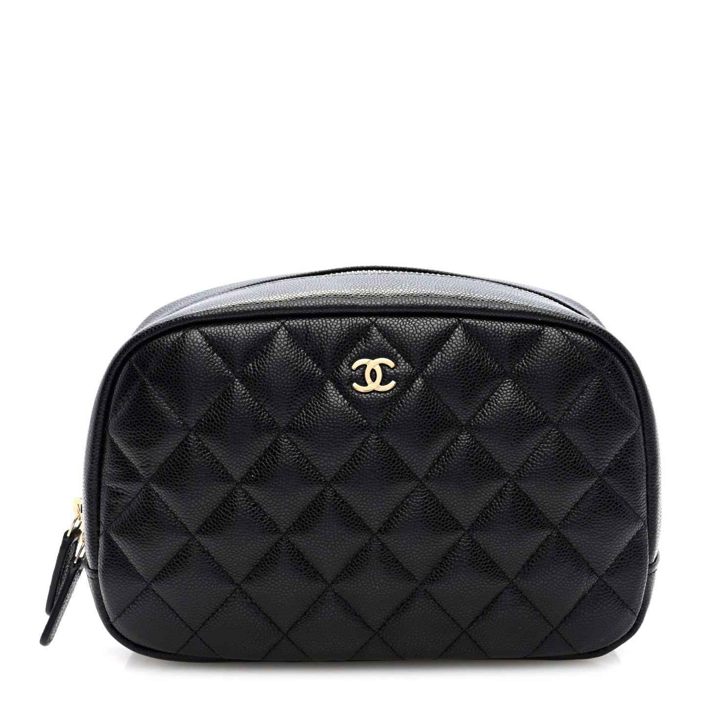 Caviar Quilted Medium Curvy Pouch Cosmetic Case Black