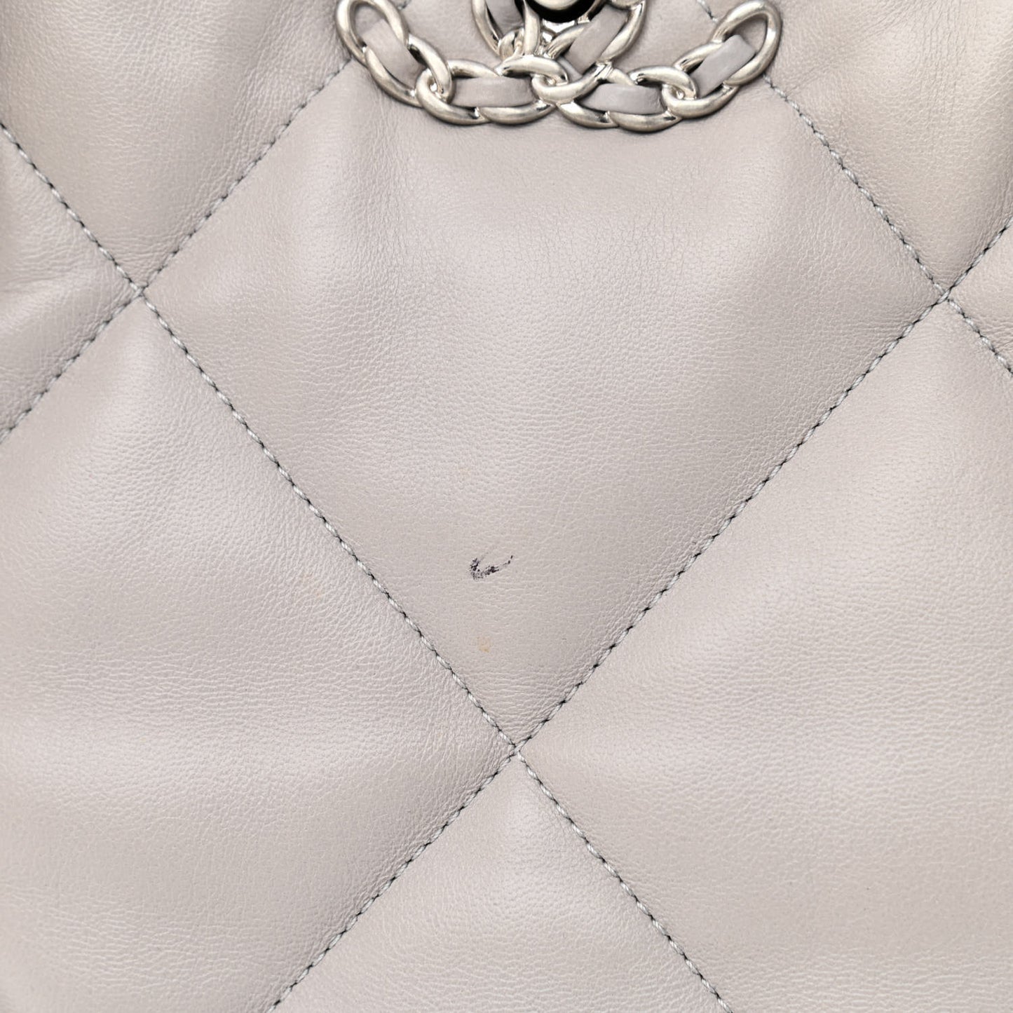 Lambskin Quilted Chanel 19 Shopping Bag Grey