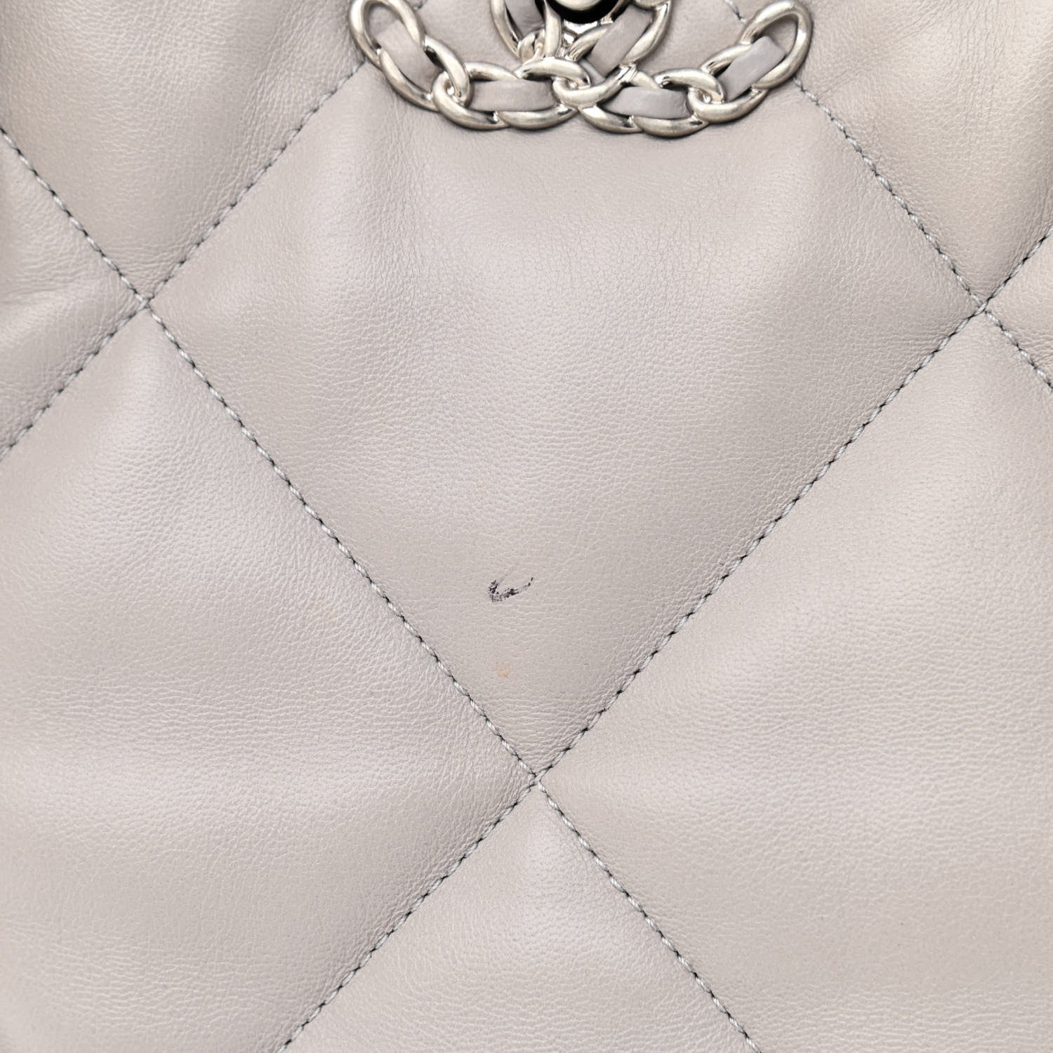 Chanel Lambskin Quilted Chanel 19 Shopping Bag Grey 11 of 12