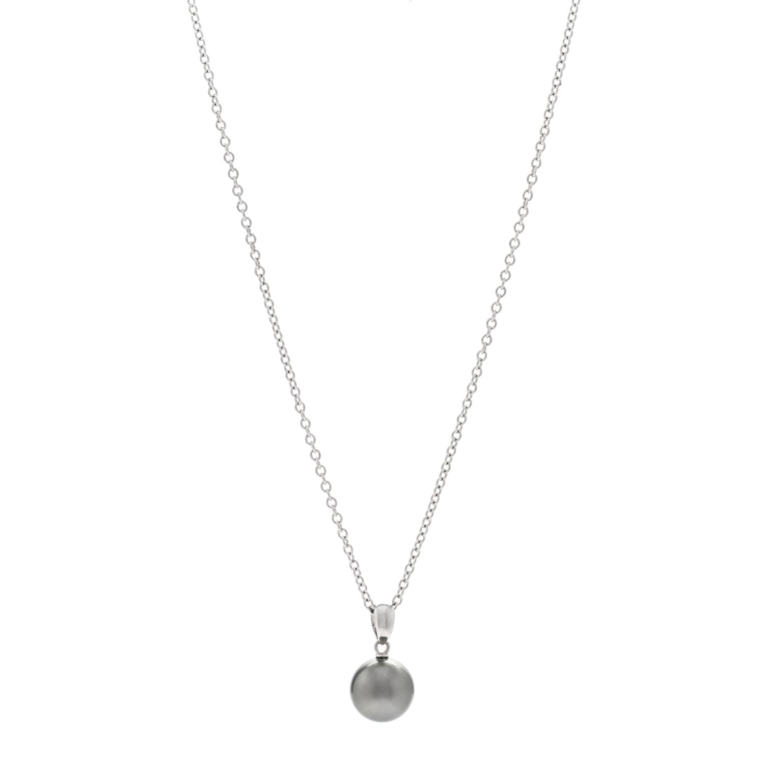 Mikimoto 18K White Gold Black South Sea Pearl 9mm Pendant Necklace 1 of 5