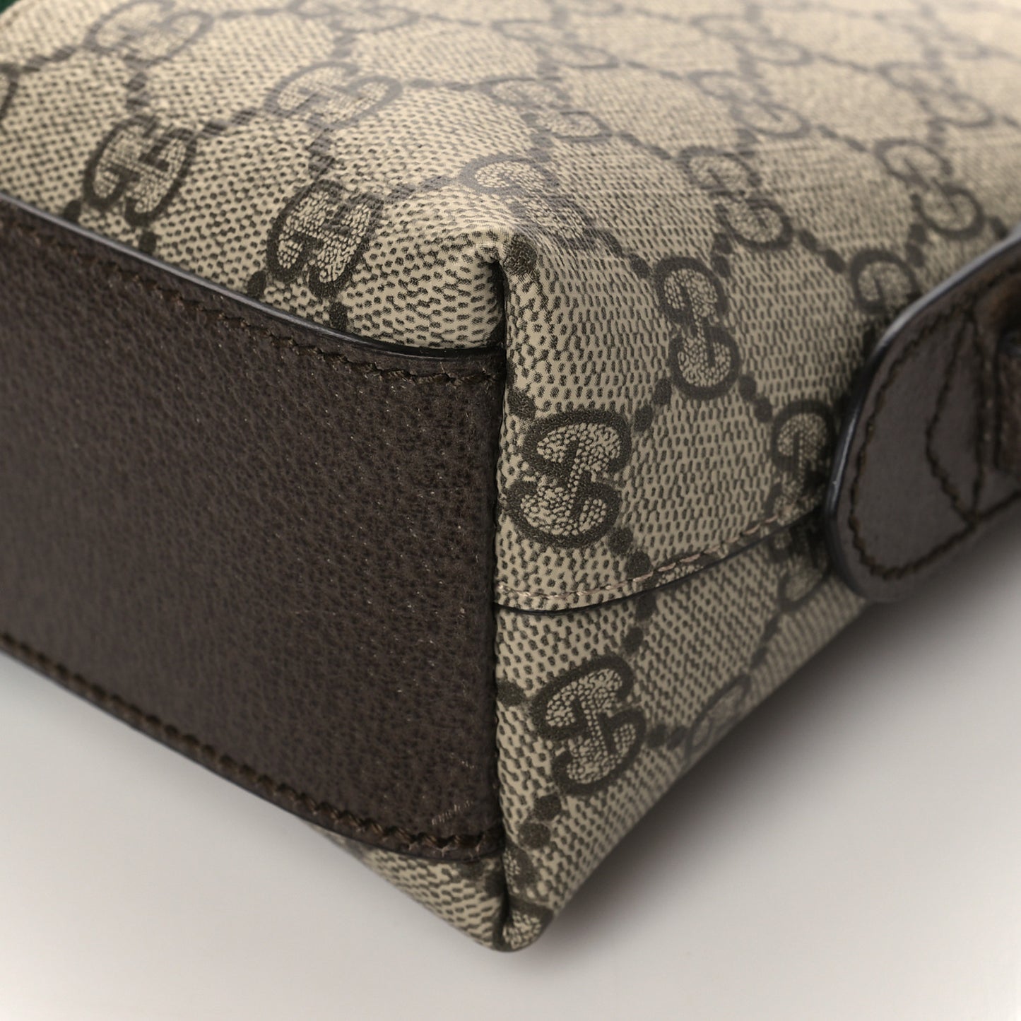 GG Supreme Monogram Textured Dollar Calfskin Web Small Ophidia Dome Shoulder Bag Beige Ebony New Acero