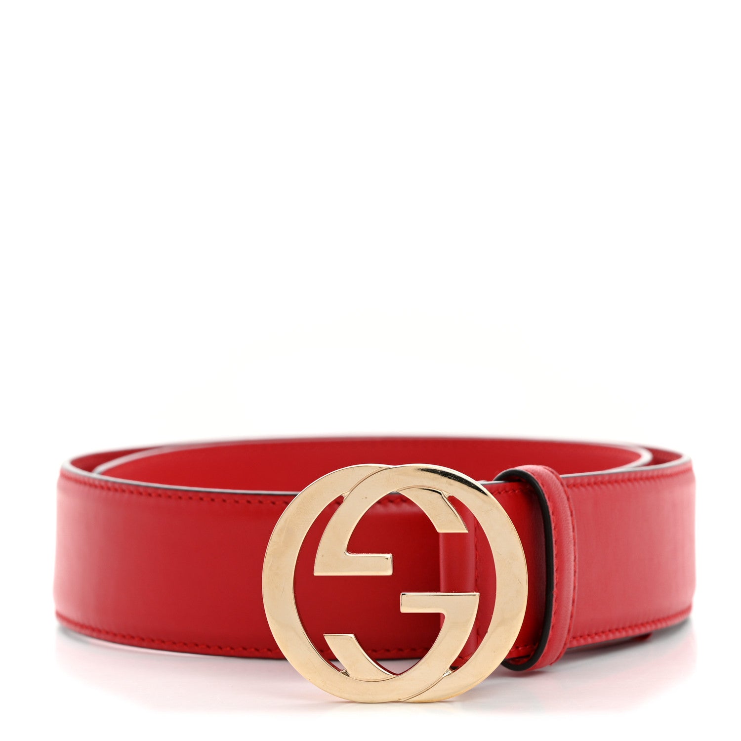 Gucci Moon Calfskin Interlocking G 37mm Belt 75 30 Vibrant Red 1 of 5