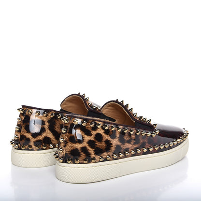 Christian Louboutin Patent Degrade Leopard Studded Womens Pik Boat Flat Loafers 35.5 Bronze 4 of 9