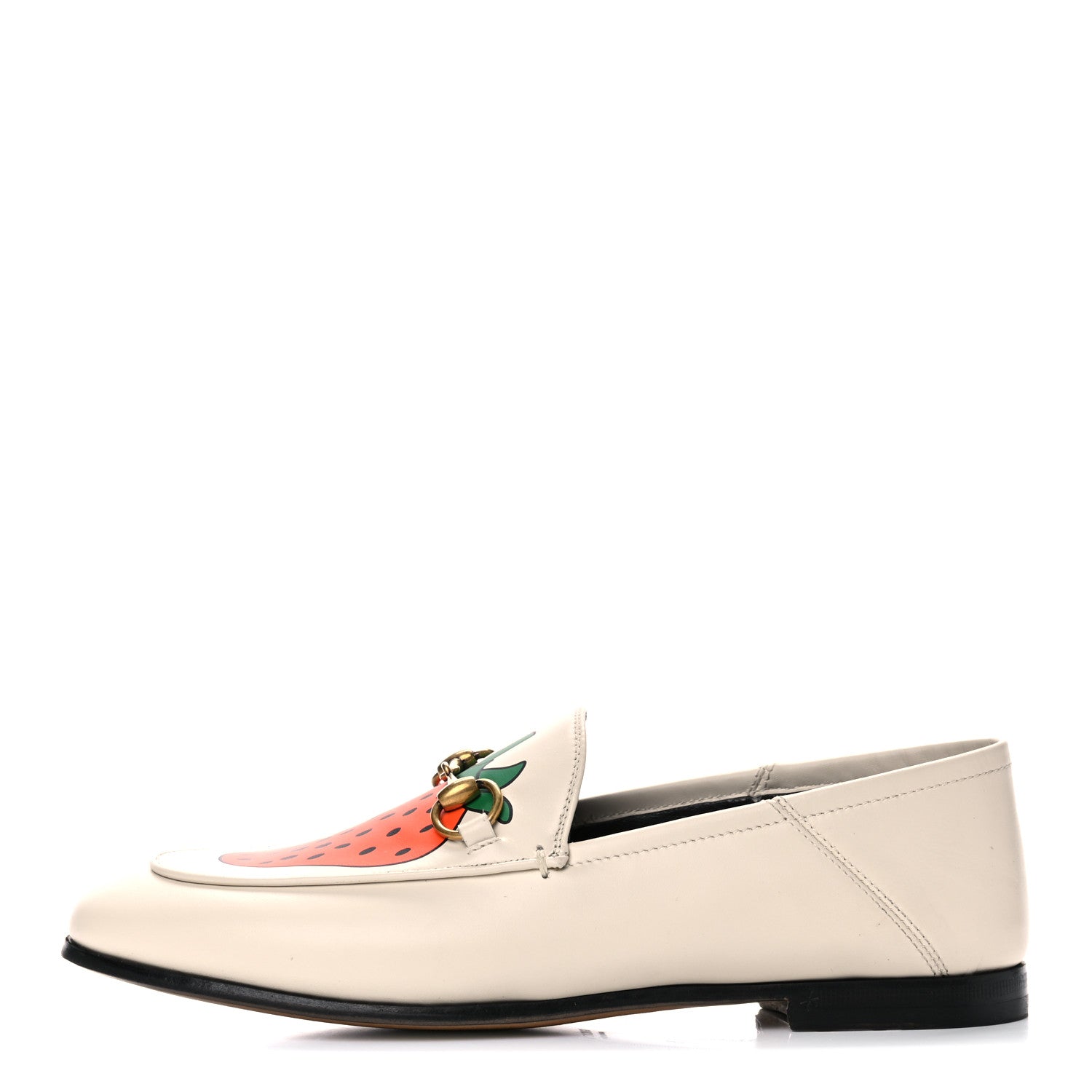 Gucci Calfskin Taste Strawberry Womens Brixton Horsebit Loafers 36 Ivory Red 1 of 10