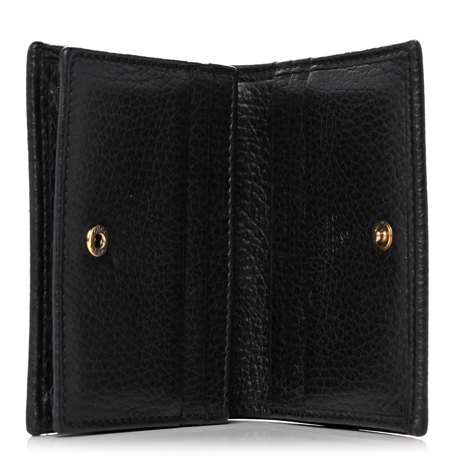 Gucci Pebbled Calfskin Butterfly Card Case Black 5 of 13