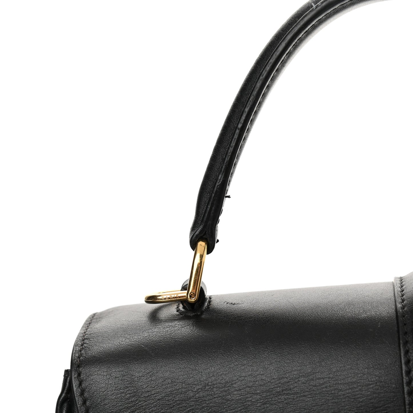 Satinated Calfskin Small 16 Top Handle Bag Black