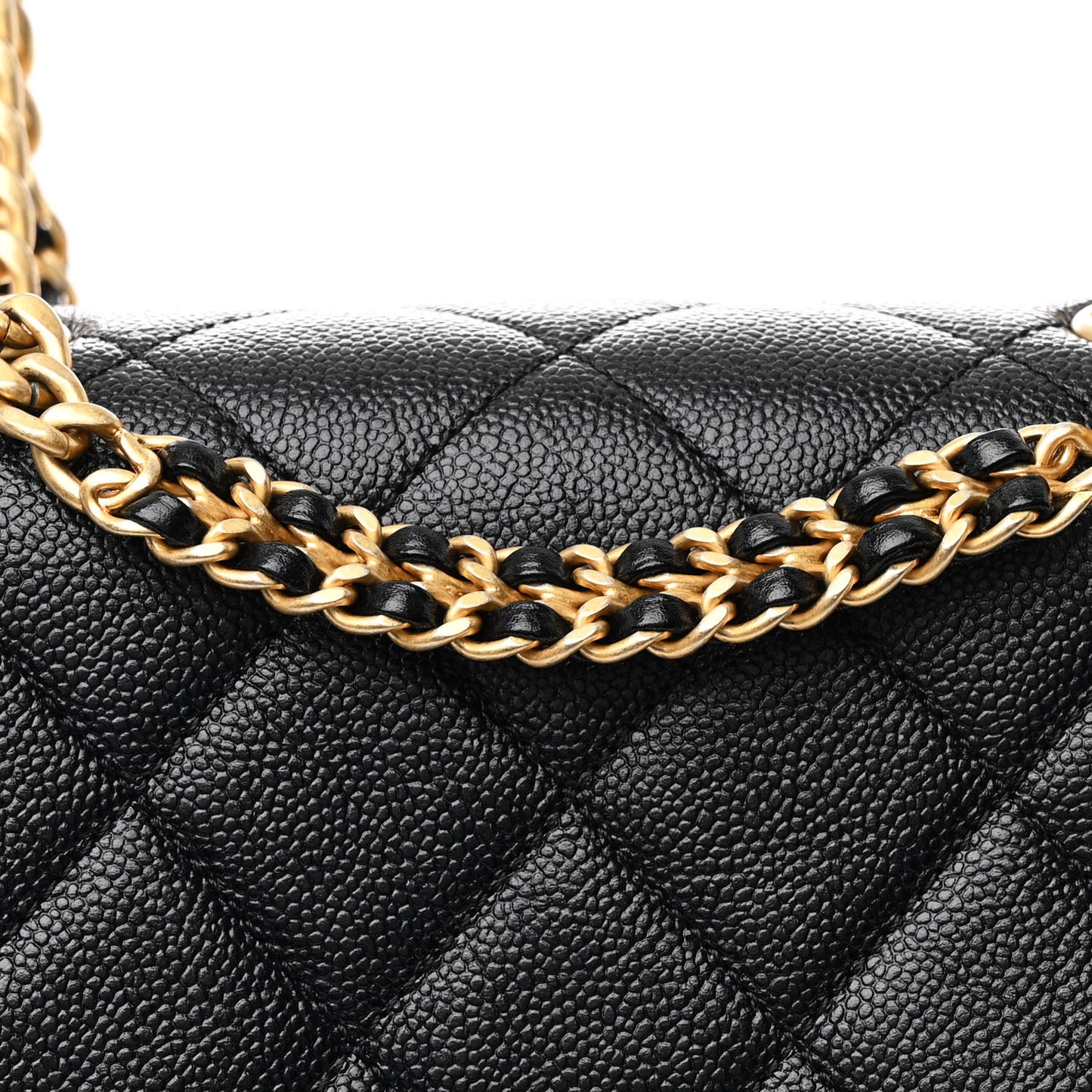 Shiny Caviar Quilted Chain Melody Backpack Black