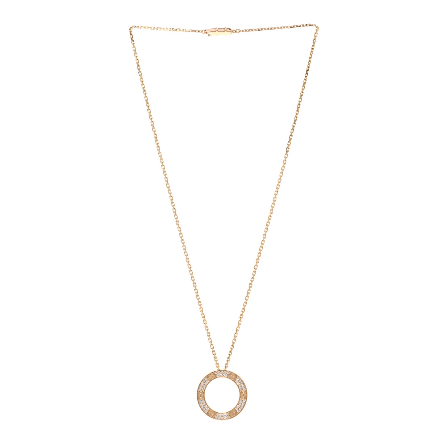 18K Yellow Gold Diamond LOVE Paved Necklace
