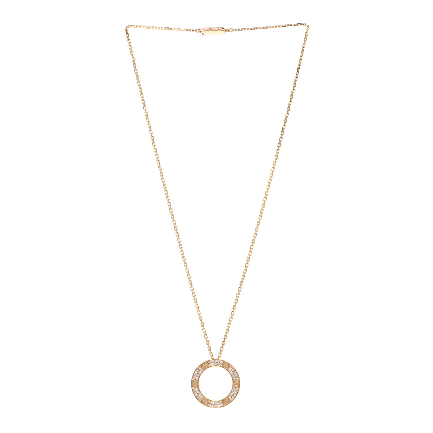 Cartier 18K Yellow Gold Diamond LOVE Paved Necklace 3 of 6