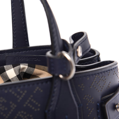 Burberry Derby Calfskin Perforated Small Banner Tote Regency Blue 10 of 10