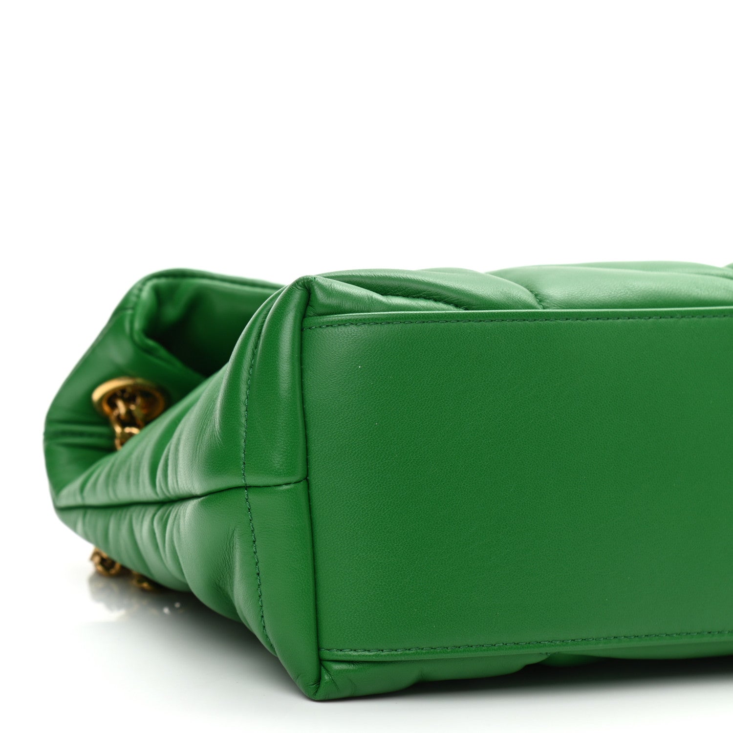Saint Laurent Lambskin Quilted Small Loulou Puffer Monogram Chain Satchel New Vert 9 of 10