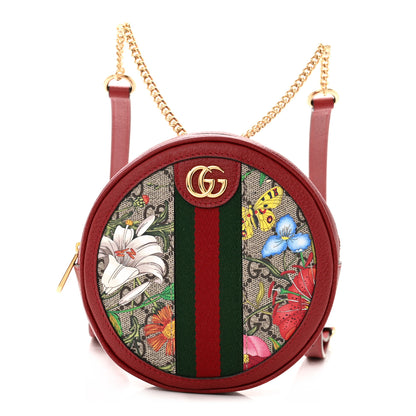 Gucci GG Supreme Monogram Web Flora Mini Ophidia Round Backpack Red 1 of 12