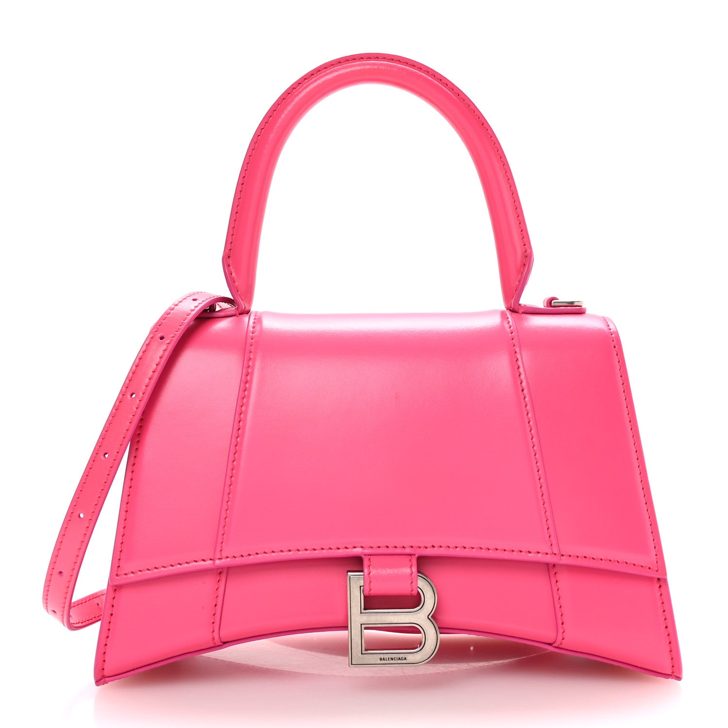 Balenciaga Shiny Box Calfskin Small Hourglass Top Handle Bag Acid Fuchsia 1 of 10