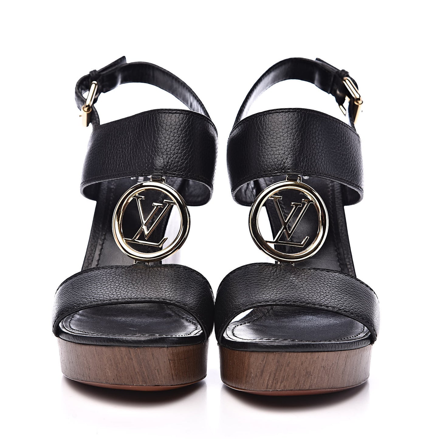 Calfskin Vedette Wedge Sandals 39 Black