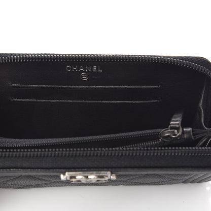 Chanel Caviar Quilted Small Boy Zip Around Wallet Black 10 of 11