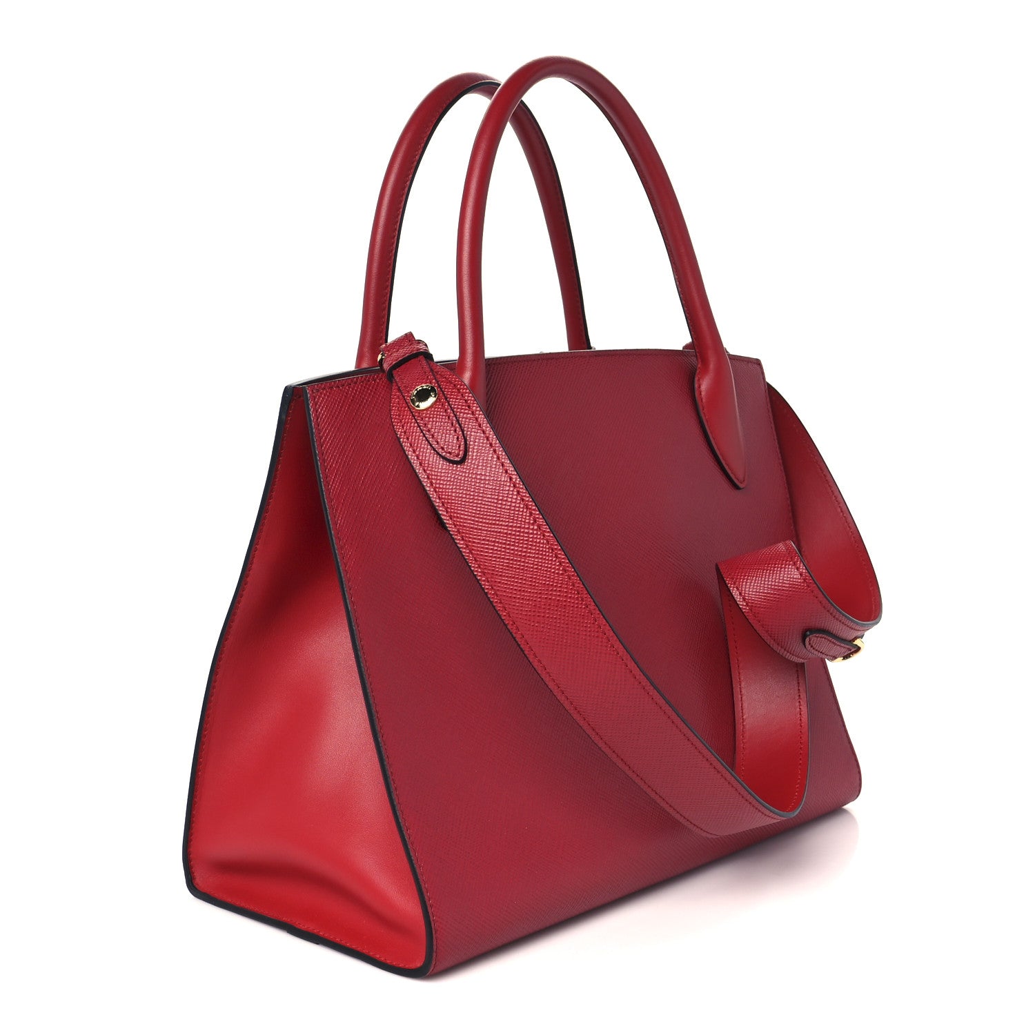 Prada Saffiano Cuir Calfskin Medium Monochrome Top Handle Tote Fuoco 3 of 11