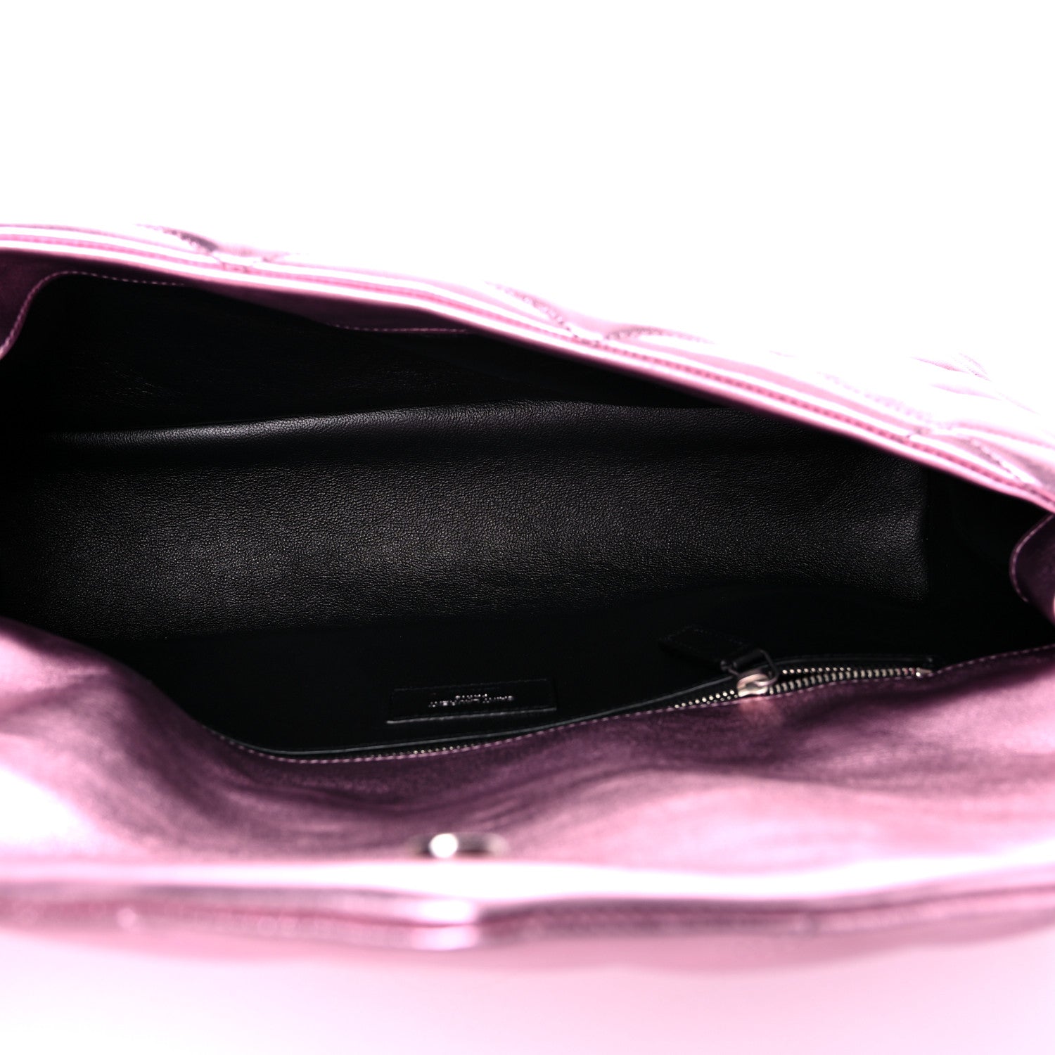 Saint Laurent Metallic Lambskin Quilted Sade Puffer Envelope Clutch Pink 5 of 11