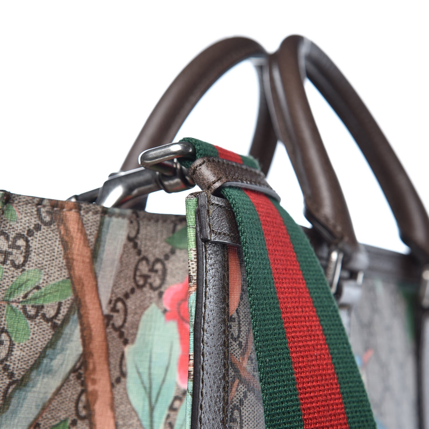 Gucci GG Supreme Monogram Tian Web Vertical Tote Beige Multicolor New Acero 10 of 15