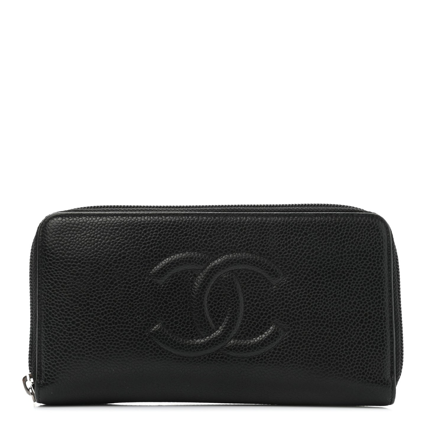 Caviar Large Timeless CC Zip Around Wallet Black