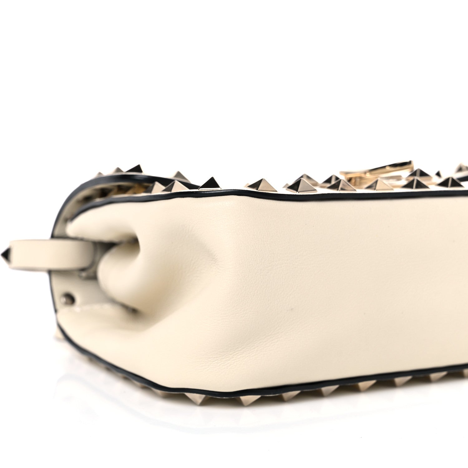 Valentino Garavani Vitello Mini Rockstud Flap Saddle Crossbody Bag Light Ivory 7 of 9