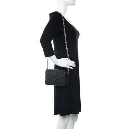 Louis Vuitton Lambskin Embossed Monogram Pochette Coussin Black 2 of 10