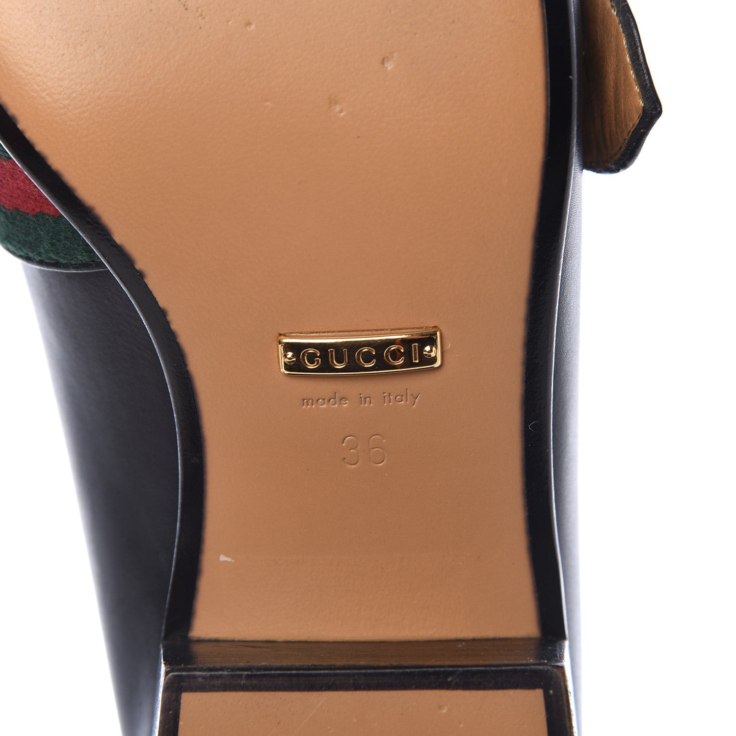 Gucci Calfskin Web Womens Peyton Loafers 36 Black 7 of 9
