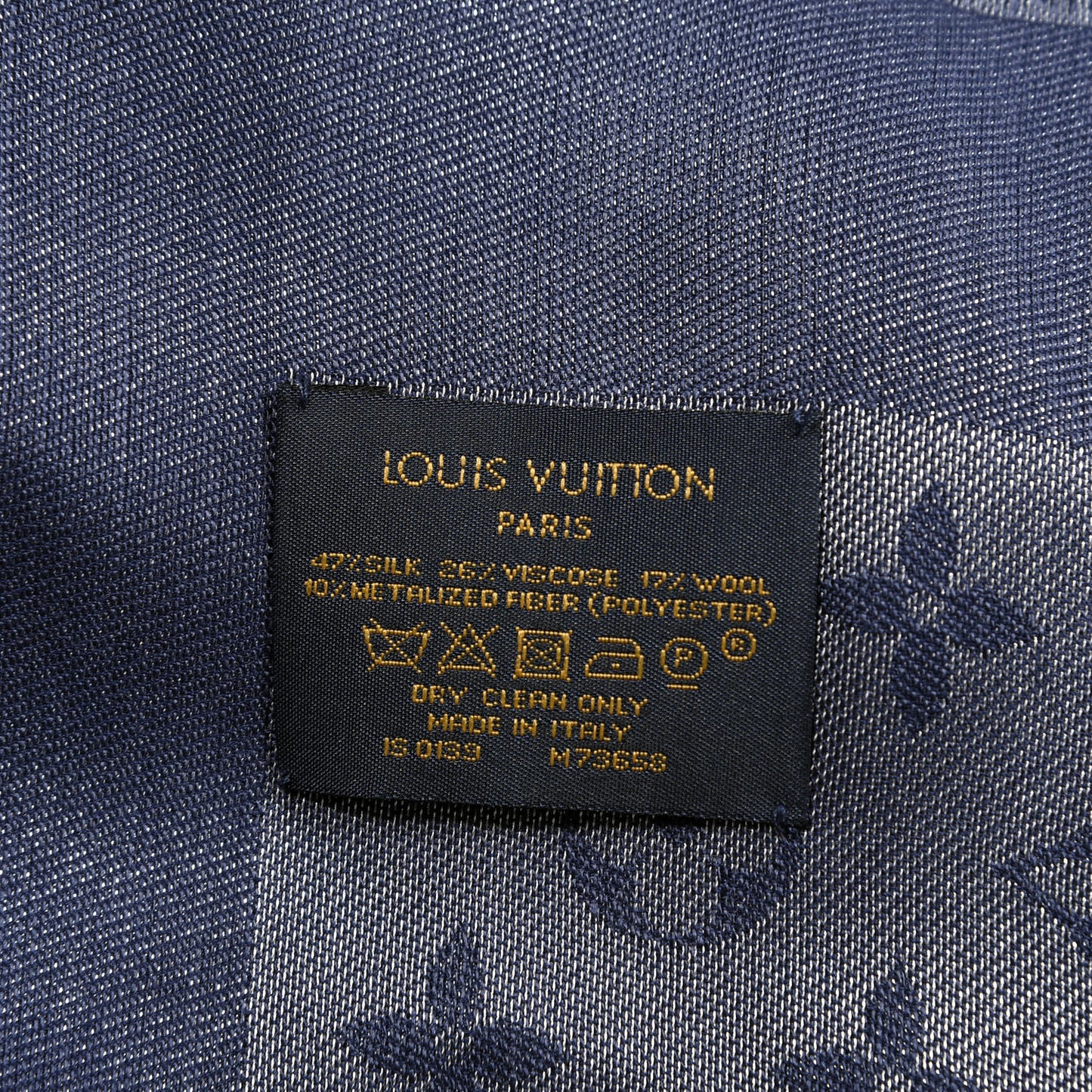 Silk Lurex Wool Monogram Shine Shawl Bleu Nuit