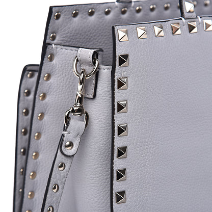 Valentino Garavani Grained Calfskin Small Rockstud Double Bag Pastel Grey 13 of 13