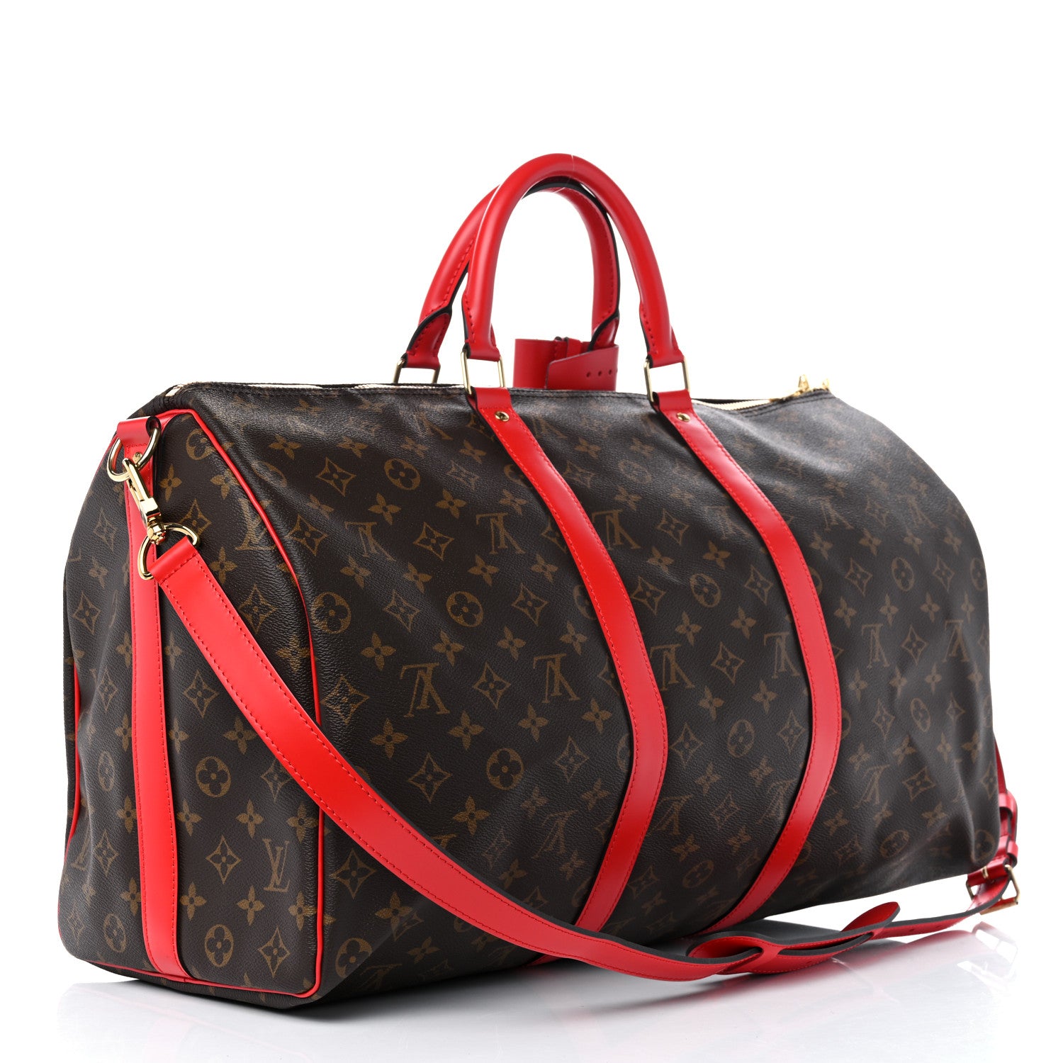 Louis Vuitton Calfskin Monogram Keepall Bandouliere 50 Coquelicot 2 of 8