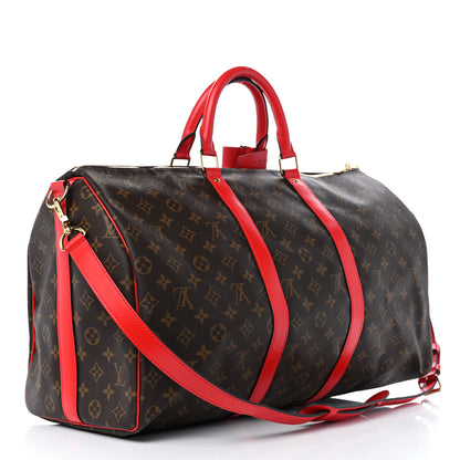 Louis Vuitton Calfskin Monogram Keepall Bandouliere 50 Coquelicot 2 of 8