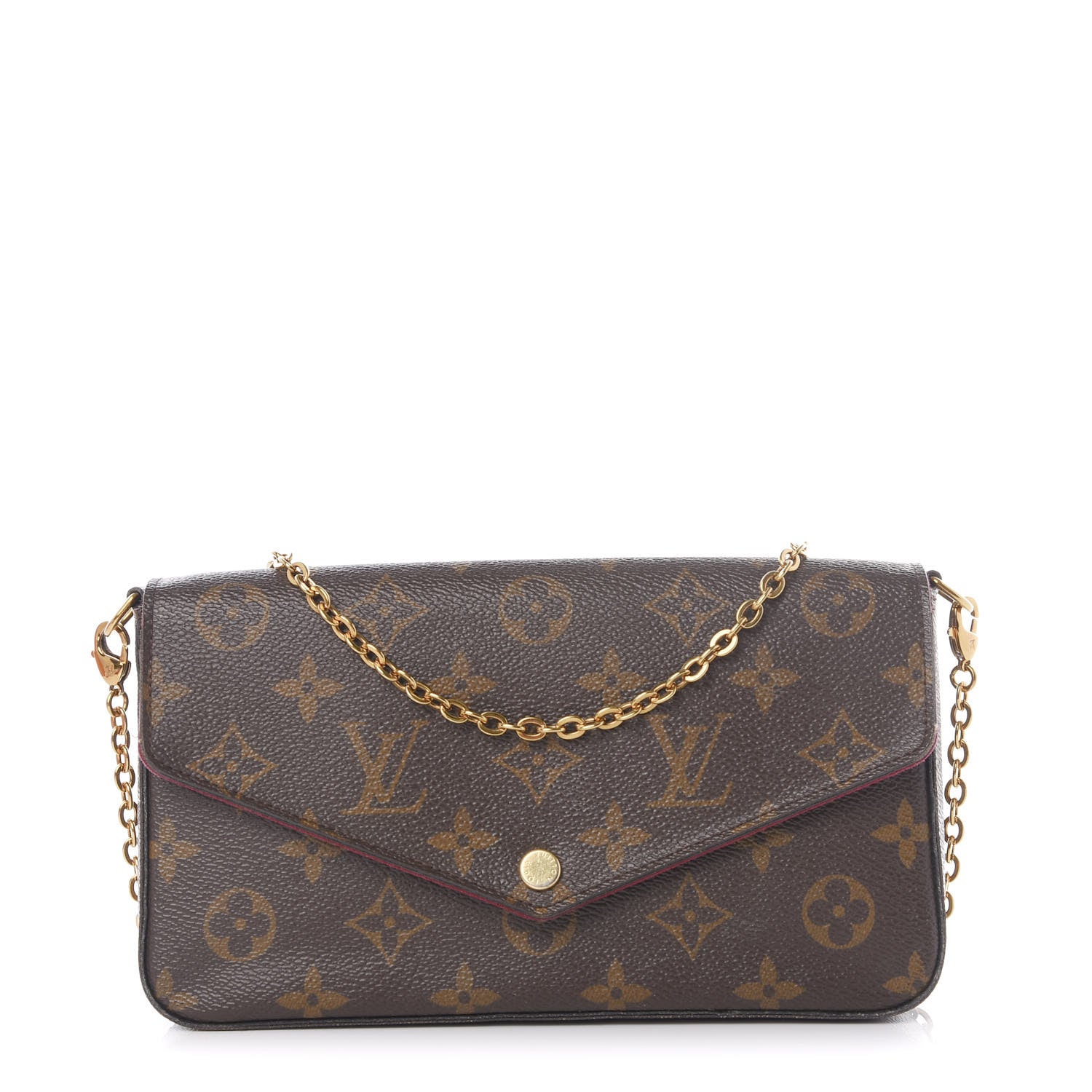 Louis Vuitton Monogram Pochette Felicie Chain Wallet Fuchsia 1 of 10
