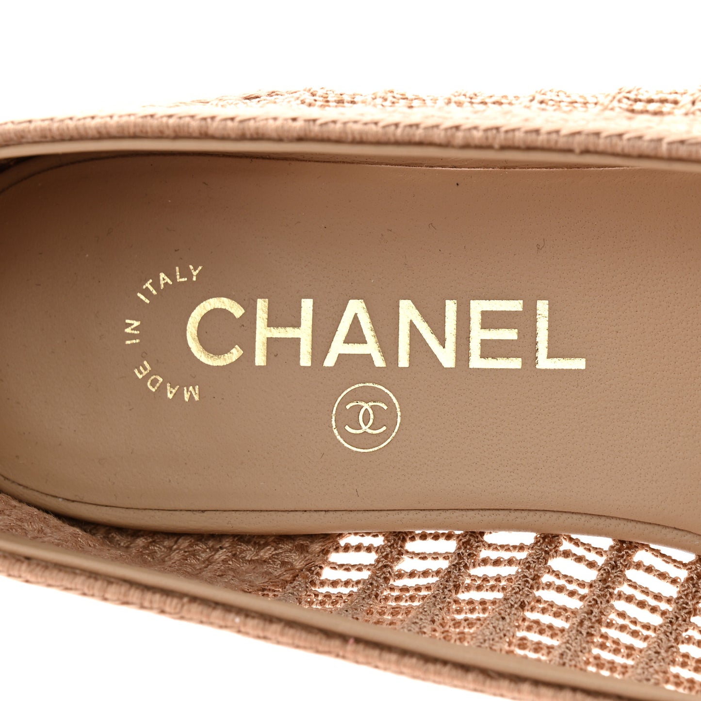 Raffia Cap Toe Ballerina Flats 38 Beige