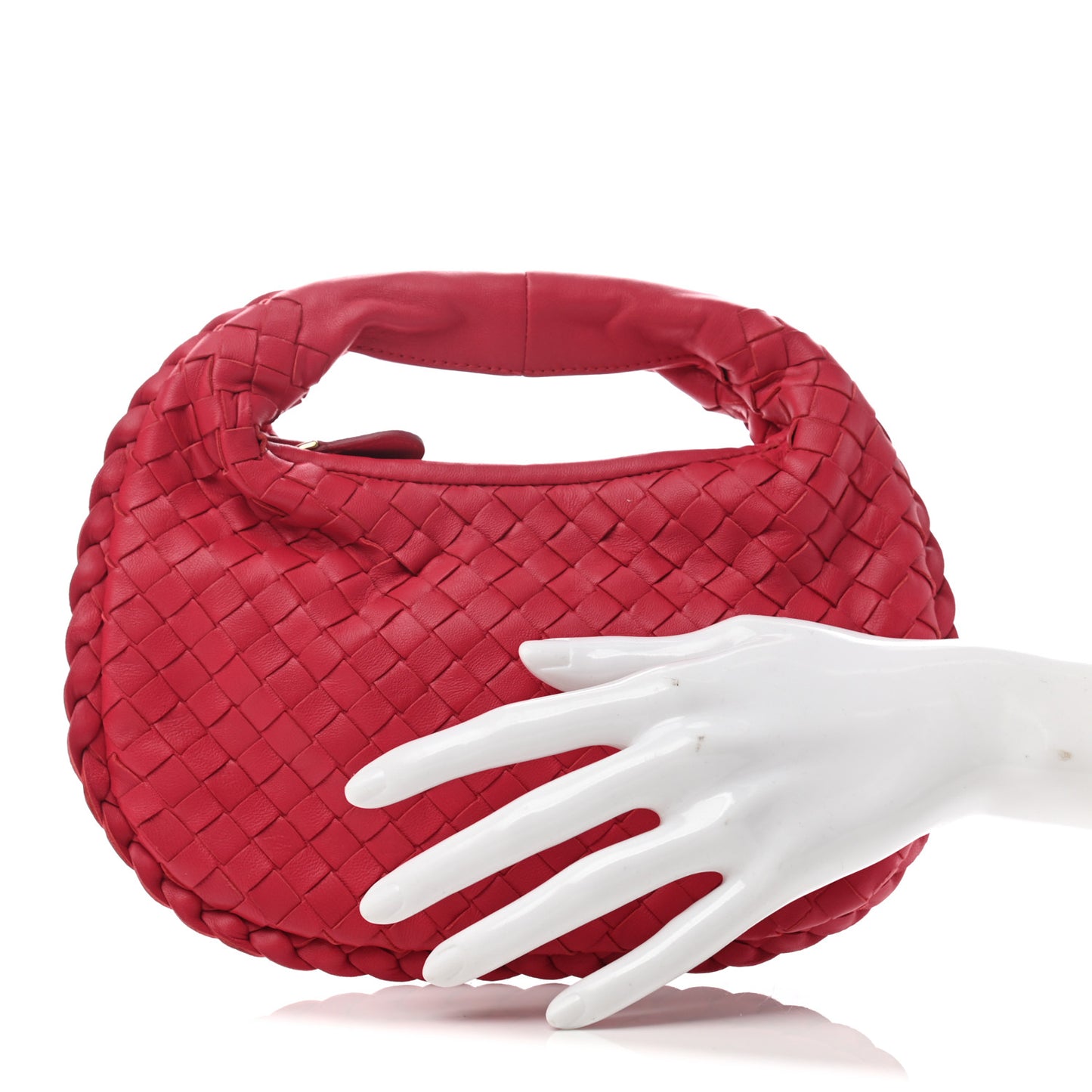 Nappa Intrecciato Mini Veneta Hobo Fuchsia