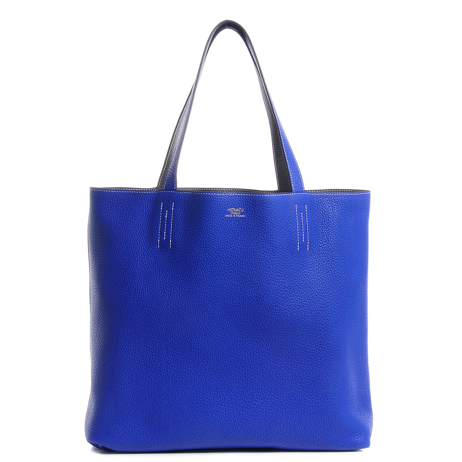 Hermes Taurillon Clemence Double Sens 45 Reversible Tote Graphite Bleu Electrique 1 of 12