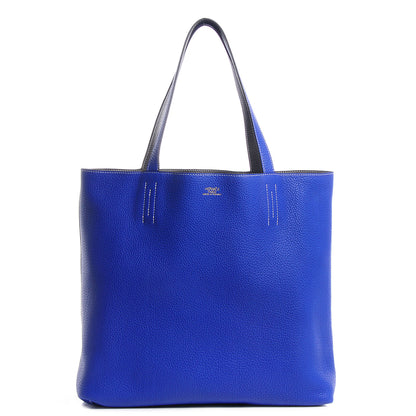 Hermes Taurillon Clemence Double Sens 45 Reversible Tote Graphite Bleu Electrique 1 of 12