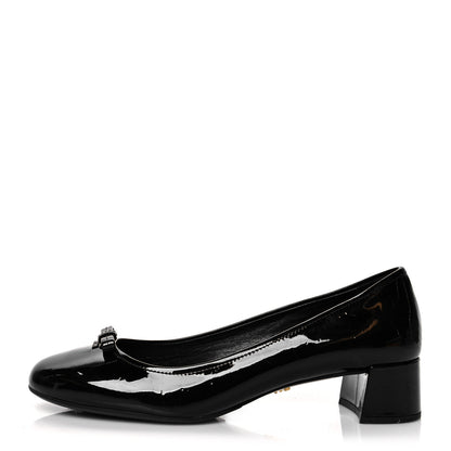 Prada Spazzolato Bow Pumps 38.5 Black 1 of 9