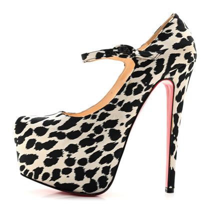 Christian Louboutin Tissu Leopardino Lady Daf 160 Pumps 37.5 Black White 1 of 11
