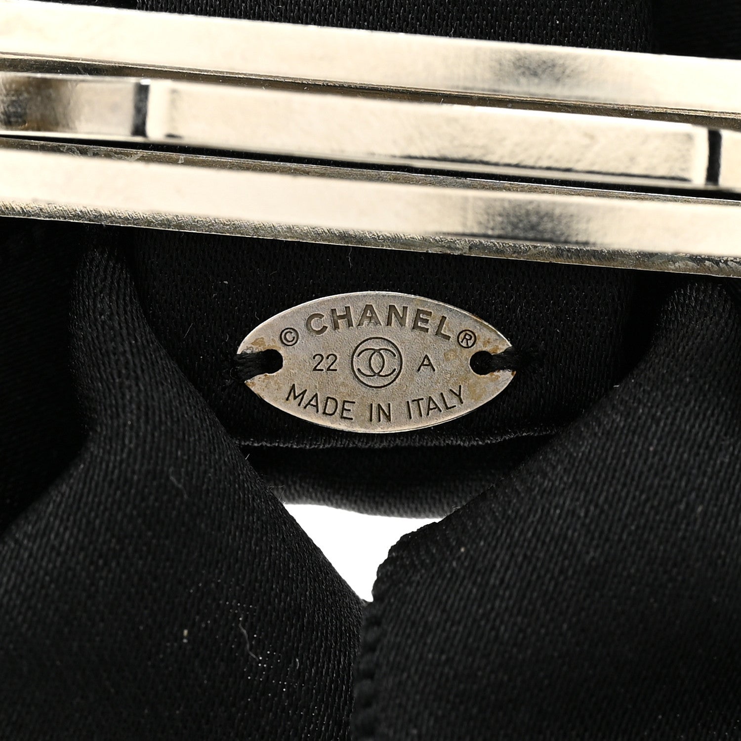 Chanel Satin Bow CC Hair Clip Black 3 of 3