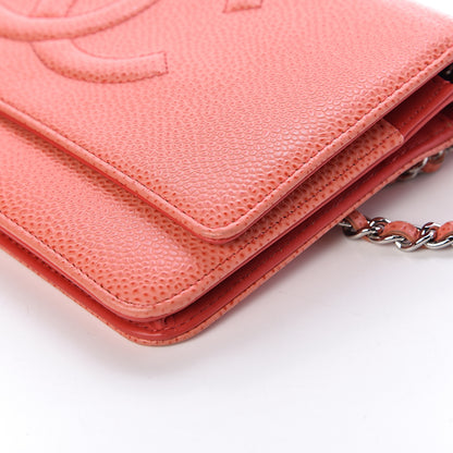 Chanel Caviar Timeless CC Wallet On Chain WOC Light Red 11 of 21