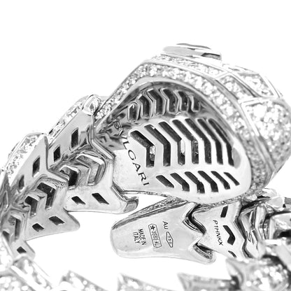 Bulgari 18K White Gold Diamond Emerald Serpenti Pave Ring 55 7.25 5 of 6