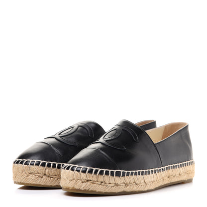 Chanel Lambskin CC Espadrilles 36 Black 3 of 10