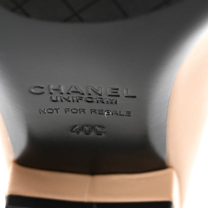 Chanel Lambskin Cap Toe CC Uniform Ballerina Flats 40 Beige Black 9 of 12