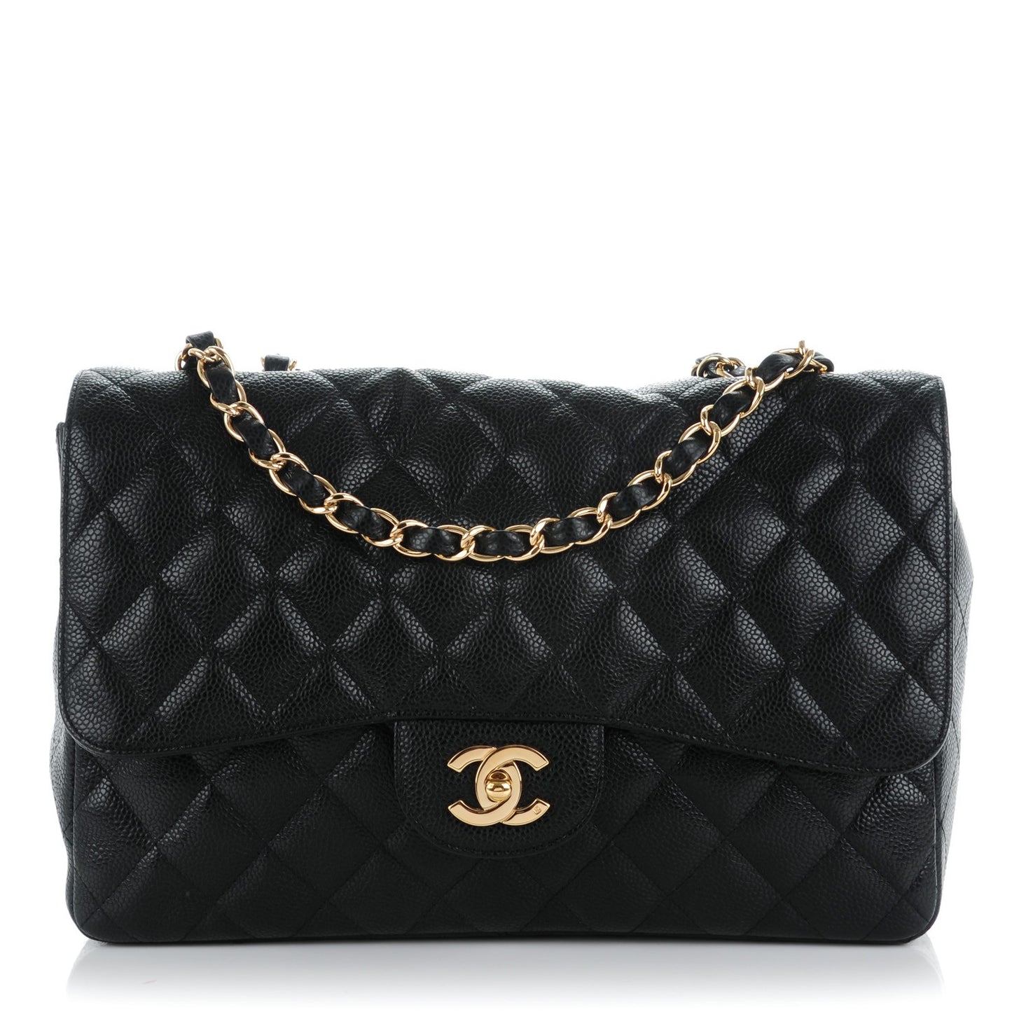 Caviar Quilted Jumbo Single Flap Black